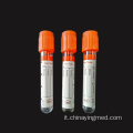 Provetta tappo arancione coagulo siero anticoagulante tubo